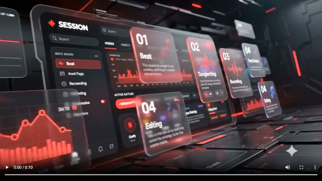 SESSION creation workflow rendered across connected music tools
